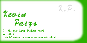 kevin paizs business card